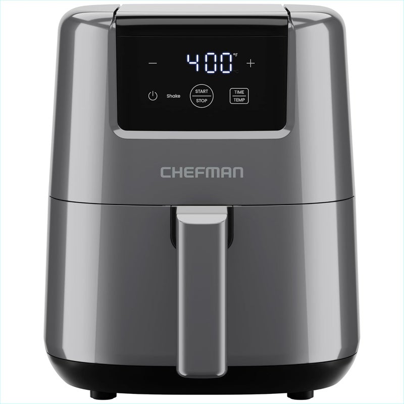 Chefman 2 Qt Mini Air Fryer – Digital Space-Saving Compact Air Fryer with Nonstick and Dishwasher Safe Basket, Quick & Easy Meals in Minutes, Features Digital Timer and Shake Reminder – Grey - Image 1
